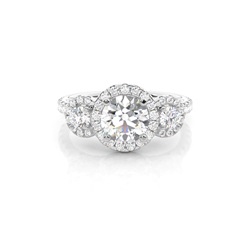 4 Prong Setting Studded Three stone Ring