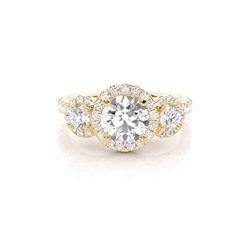 4 Prong Setting Studded Three stone Ring