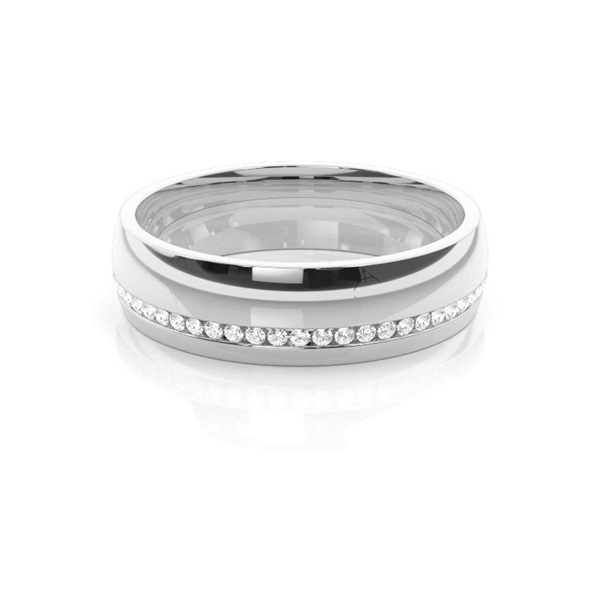 Studded Comfort Fit Diamond Wedding Band