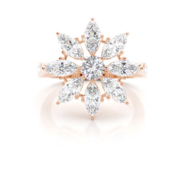 Prong Setting Round & Marquise Diamond Cluster Ring