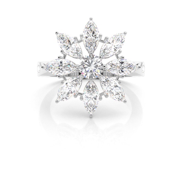 Prong Setting Round & Marquise Diamond Cluster Ring