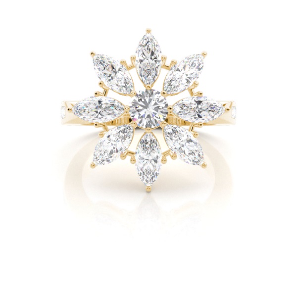 Prong Setting Round & Marquise Diamond Cluster Ring