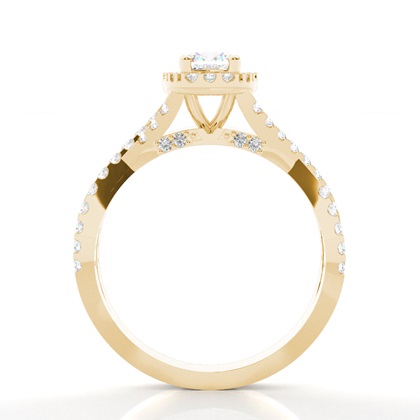 Cushion Yellow Gold Twisted Engagement Rings