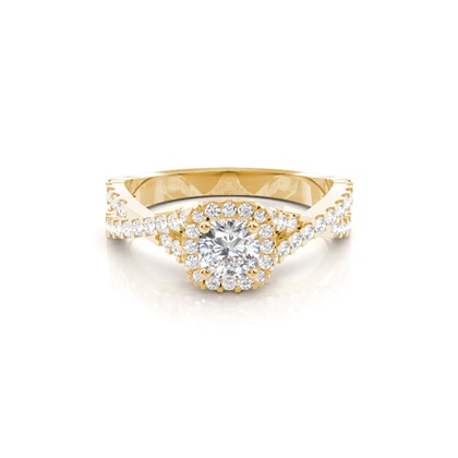 Yellow Gold Twisted Diamond Engagement Rings
