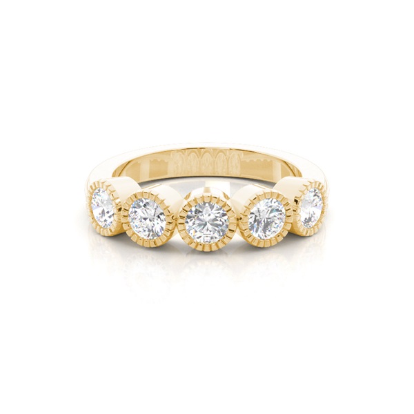 Full Bezel Setting Plain Five Stone Ring