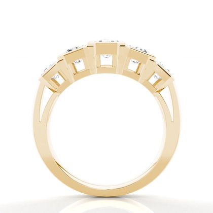 Emerald Yellow Gold 5 Stone Diamond Rings