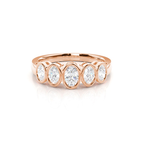 Full Bezel Setting Plain Five Stone Ring