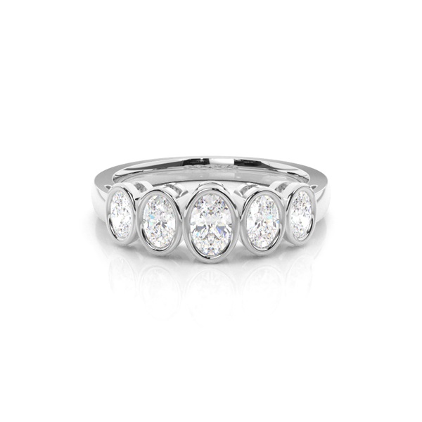 Full Bezel Setting Plain Five Stone Ring