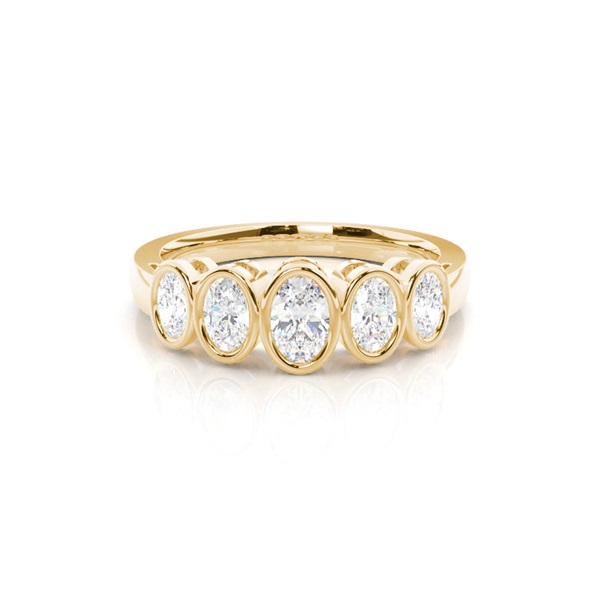 Full Bezel Setting Plain Five Stone Ring