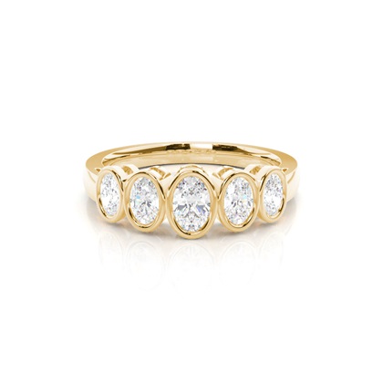 Oval Yellow Gold 5 Stone Diamond Rings