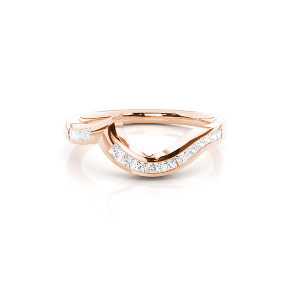 1.90mm Channel Setting Studded Princess Diamond Shaped Band