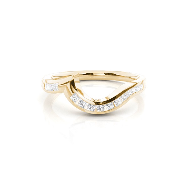 1.90mm Channel Setting Studded Princess Diamond Shaped Band