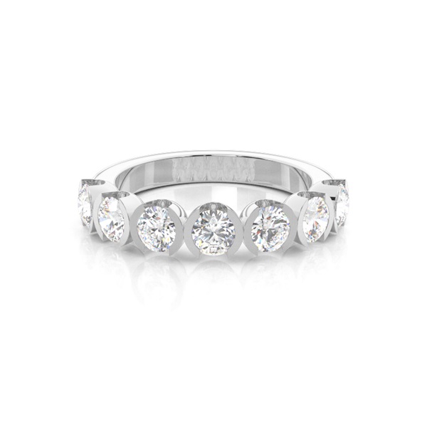 Semi Bezel Setting Plain Seven Stone Ring
