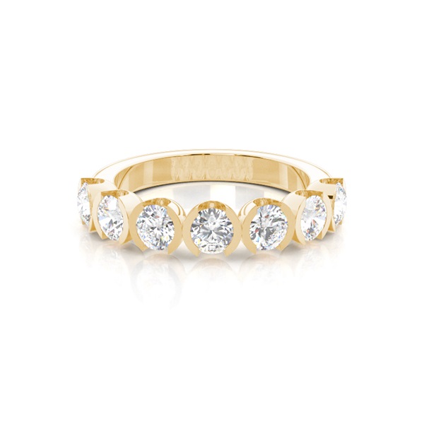Semi Bezel Setting Plain Seven Stone Ring