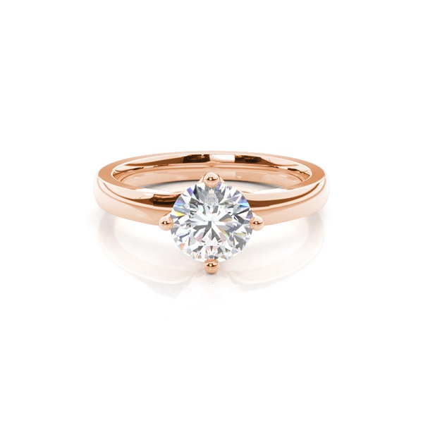 4 Prong Setting Round Diamond Plain Engagement Ring