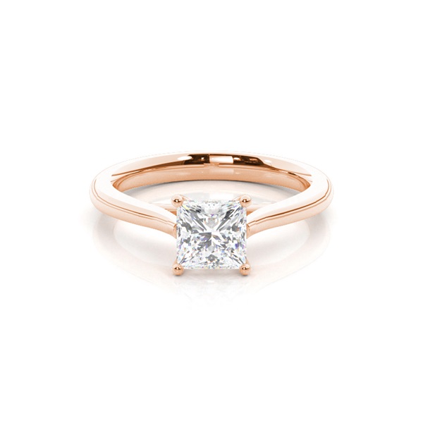 4 Prong Setting Princess Diamond Plain Engagement Ring