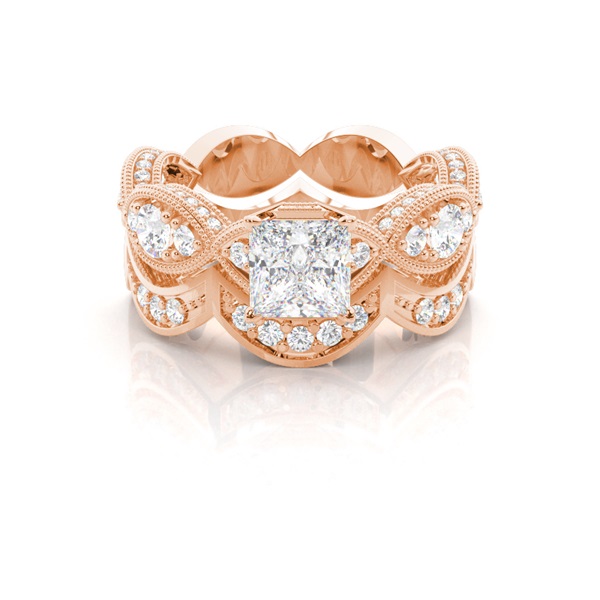 White Gold Princess Bridal Set Diamond Engagement Ring