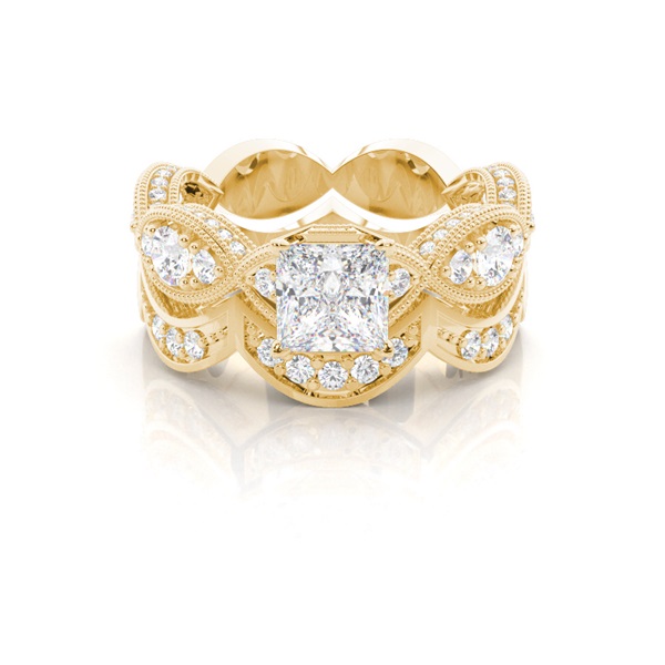 White Gold Princess Bridal Set Diamond Engagement Ring