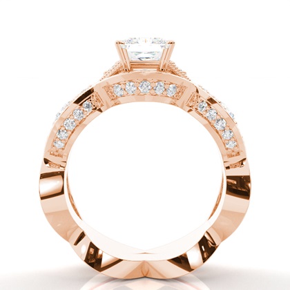 Princess Rose Gold Bridal Set Engagement Rings