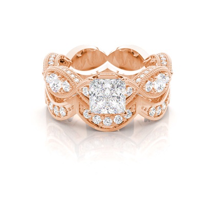 Rose Gold Bridal Set Diamond Engagement Rings
