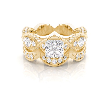 Yellow Gold Bridal Set Diamond Engagement Rings