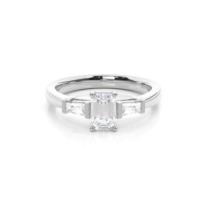 Emerald Diamond Rings Three Stone