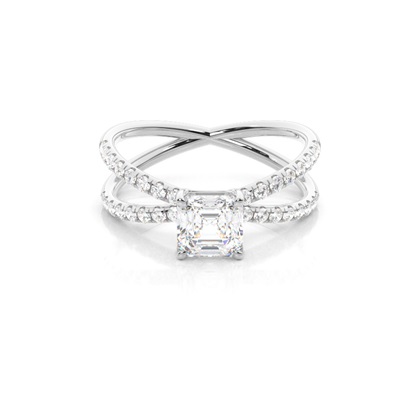 Asscher Side Stone Diamond Engagement Rings