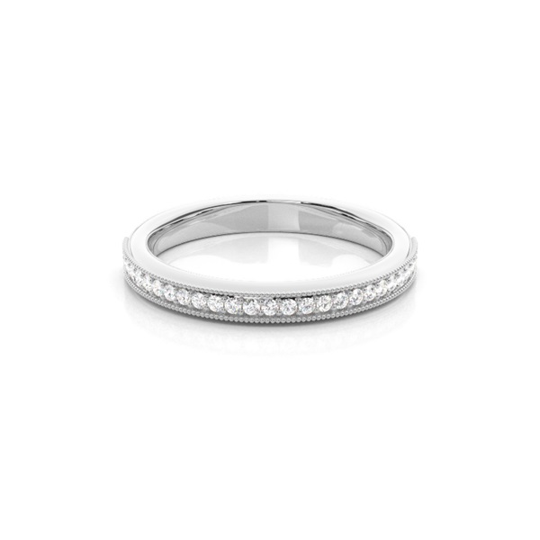 Pave Setting Round Diamond Half Eternity Diamond Ring