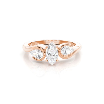 Marquise Rose Gold 3 Stone Diamond Rings