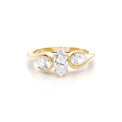 Yellow Gold Three Stone Diamond Rings