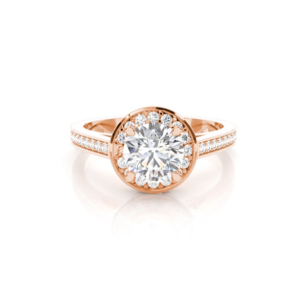 4 Prong Setting Side Stone Halo Engagement Ring 