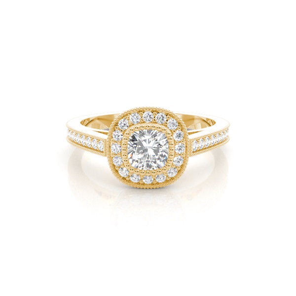 Full Bezel Setting Side Stone Halo Engagement Ring