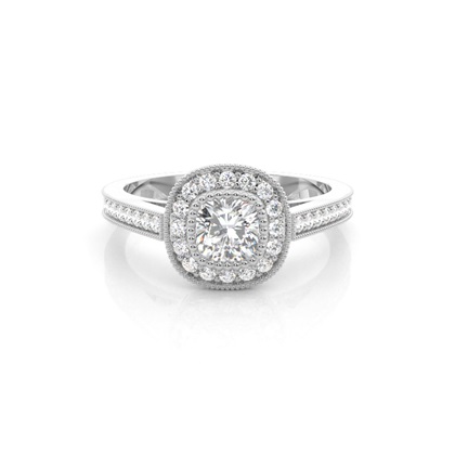Cushion Side Stone Diamond Rings