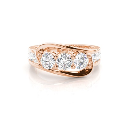 4 Prong & Channel Setting Studded Three stone Ring
