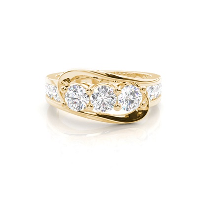 4 Prong & Channel Setting Studded Three stone Ring
