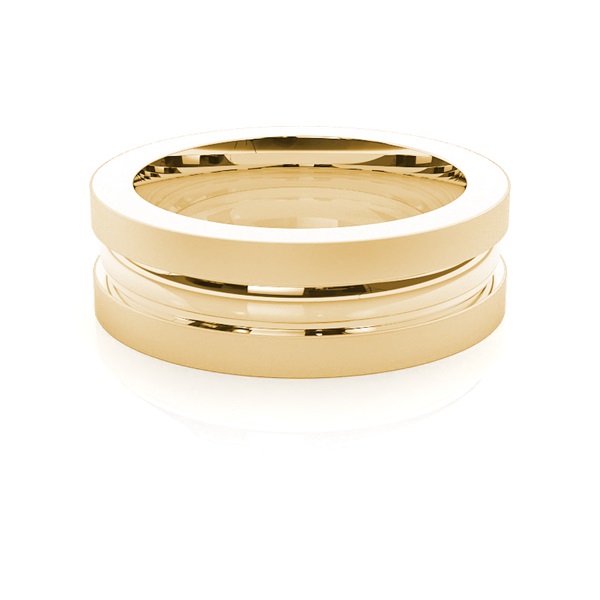 Two Nuten Flacher Standard bequem geschliffener Trauring