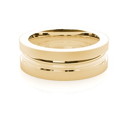 Two Nuten Flacher Standard bequem geschliffener Trauring