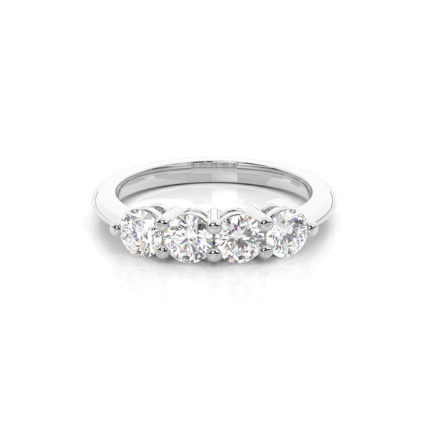 4 Prong Setting Round Diamond Half Eternity Ring