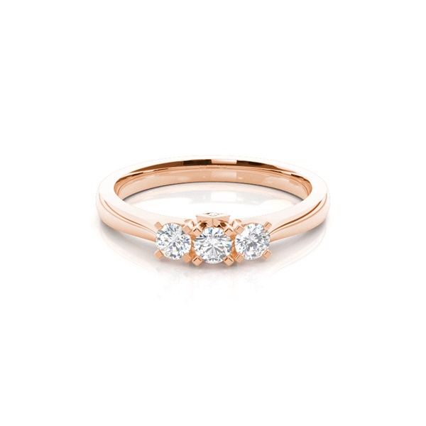 4 Prong Setting Plain Three Stone Ring