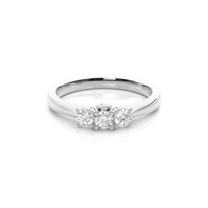 4 Prong Setting Plain Three Stone Ring