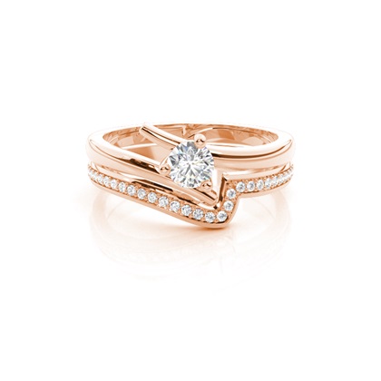 Rose Gold Bridal Set Diamond Engagement Rings