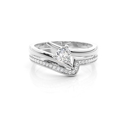 3 Prong Setting Plain Engagement Ring With Matching Band