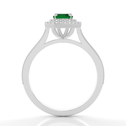 Smaragdförmigen Halo Smaragd Verlobungsring
