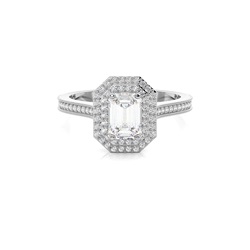 Diamant Verlobungsring in einer Krappenfassung mit passenden Ring