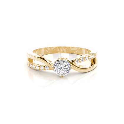 Yellow Gold Twisted Diamond Engagement Rings