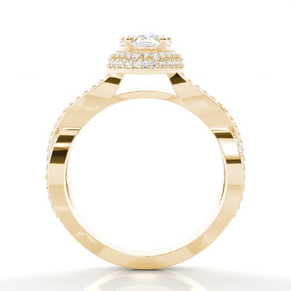 Pear Yellow Gold Twisted Engagement Rings