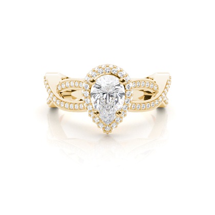 Yellow Gold Twisted Diamond Engagement Rings
