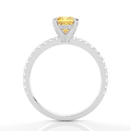 Yellow Diamond Side Stone Engagement Ring