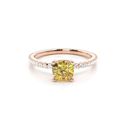 Yellow Diamond Side Stone Engagement Ring