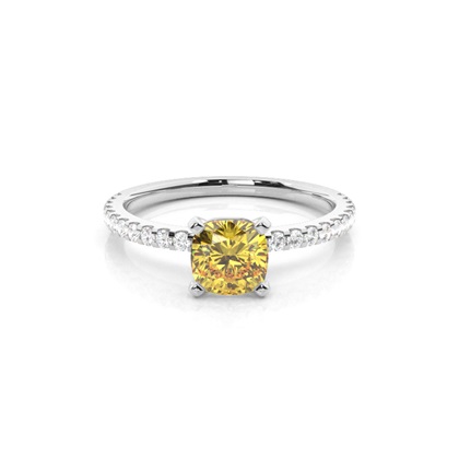 Yellow Diamond Side Stone Engagement Ring